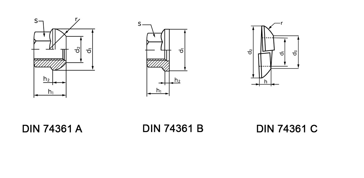 Teknisk tegning af DIN 74361